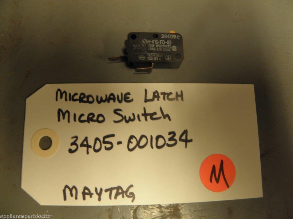 Maytag Microwave 3405- 001034 Latch Micro Switch USED Maytag Microwave 3405- 001034 Latch Micro Switch USED